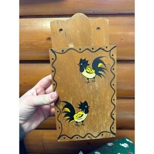 Vintage Woodpecker Products Wood Knife Holder Rooster‎ Folk Art Wall Decor